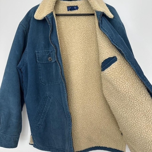 J Crew Jacket Mens Medium Blue Corduroy Sherpa Lined Workwear Barn Coat Winter - Picture 6 of 11